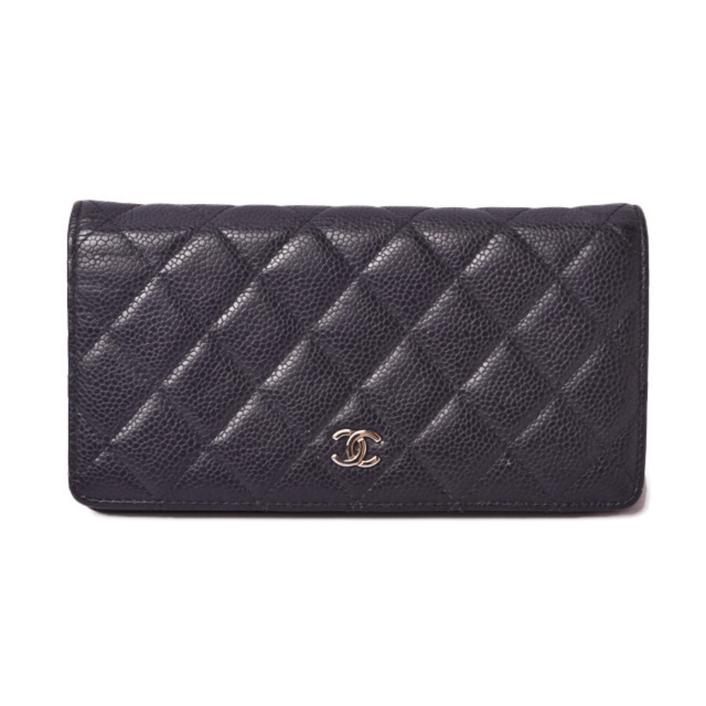 Chanel Long Wallet Timeless Matelasse Caviar Skin Blue